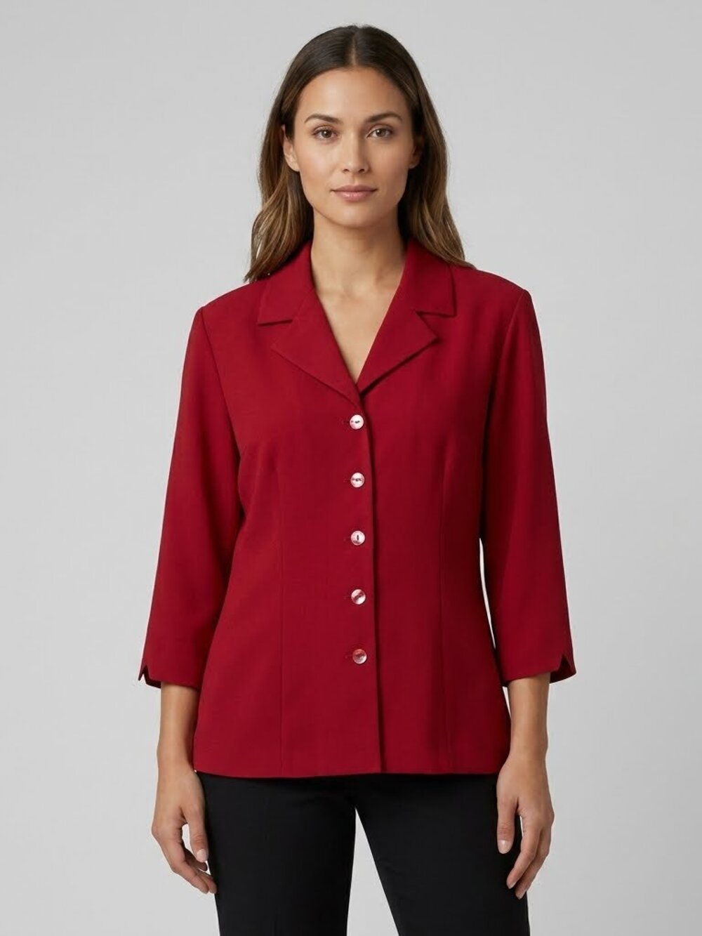 Vintage AGB Red Blazer Blouse M 90s Minimalist Shacket Office Siren